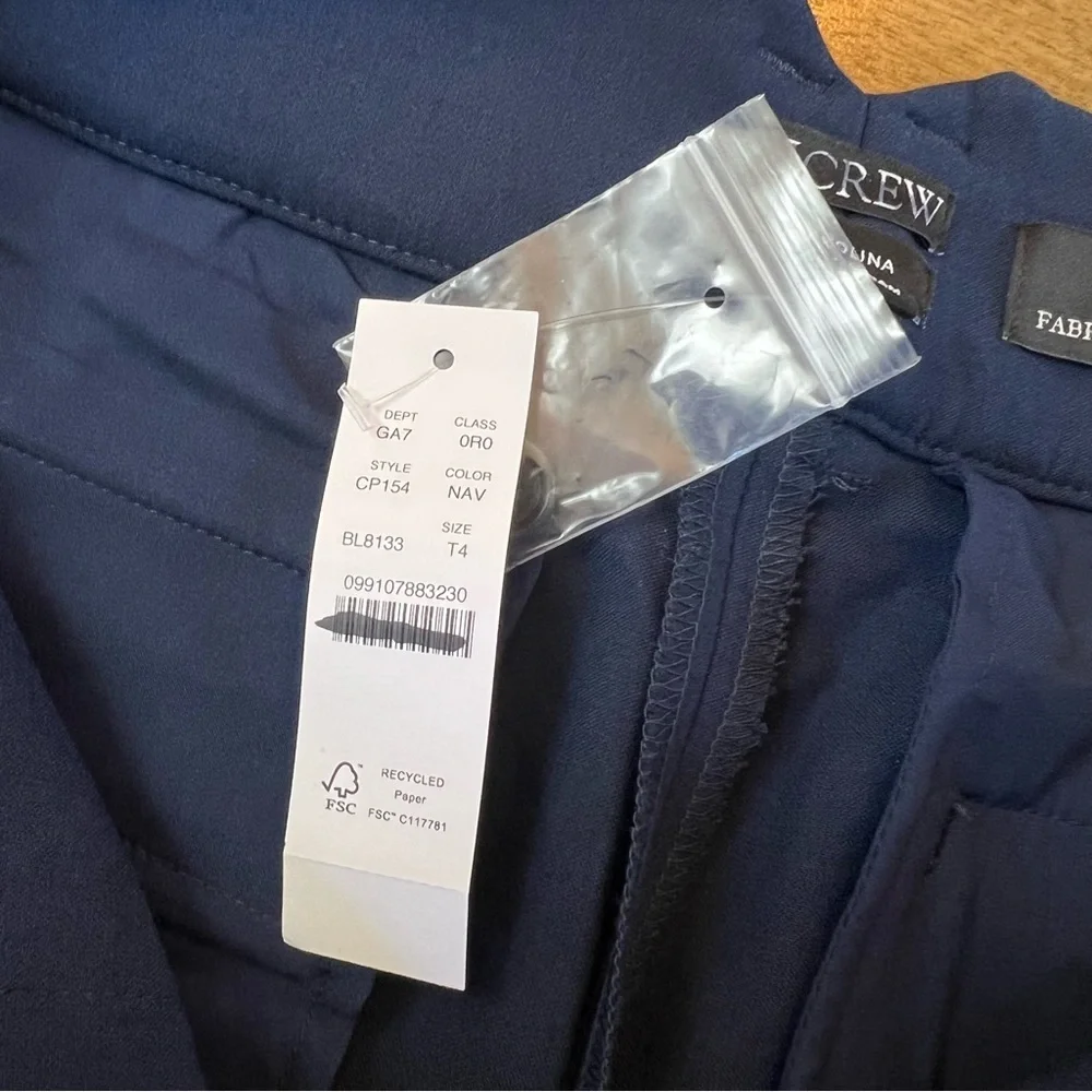 J. Crew Carolina Pants in Four Season Stretch in Navy Size 4 Tall